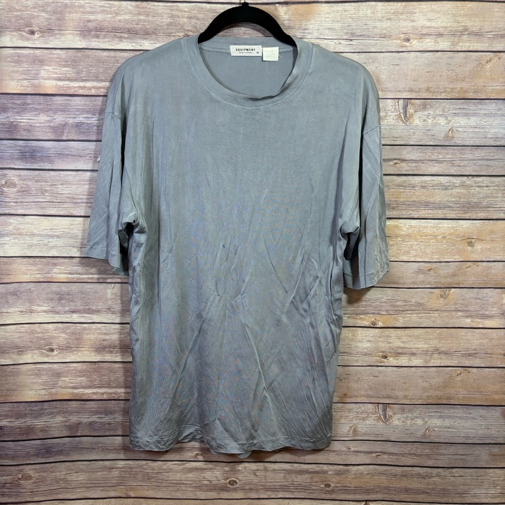 Equipment Silk T. Shirt Gray Size Medium Cut